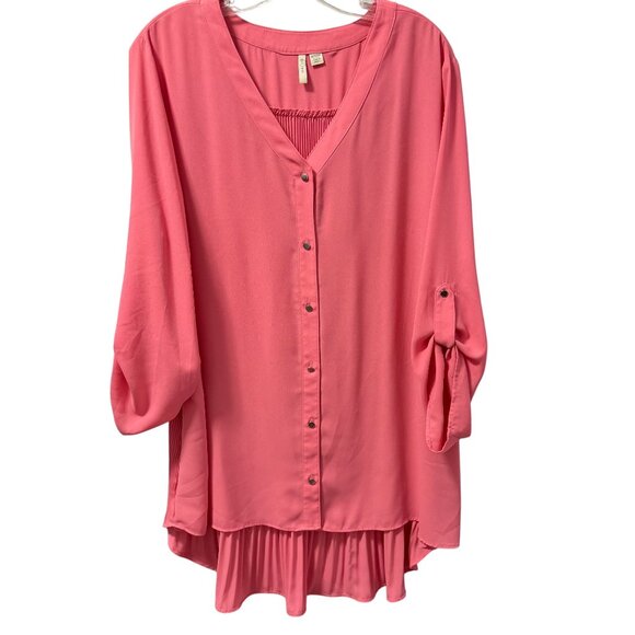 Cato pink Button-Front High-Low Tunic Top Sz 18/20W Lightweight Polyester - Picture 3 of 12